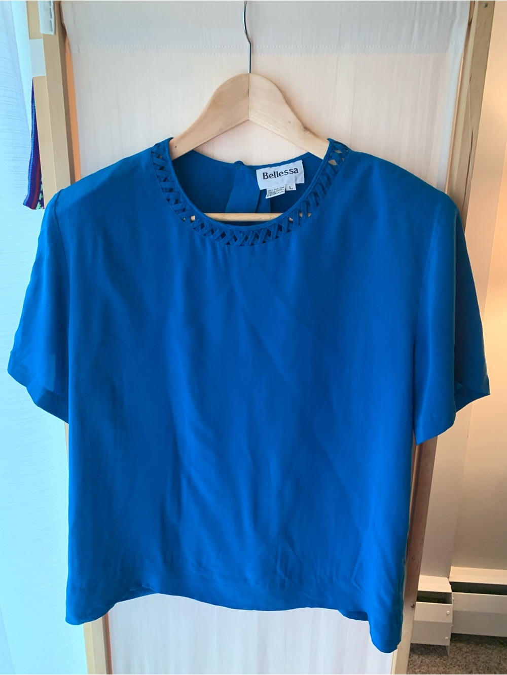 Bellessa 100% Silk Short Sleeved Blouse Large